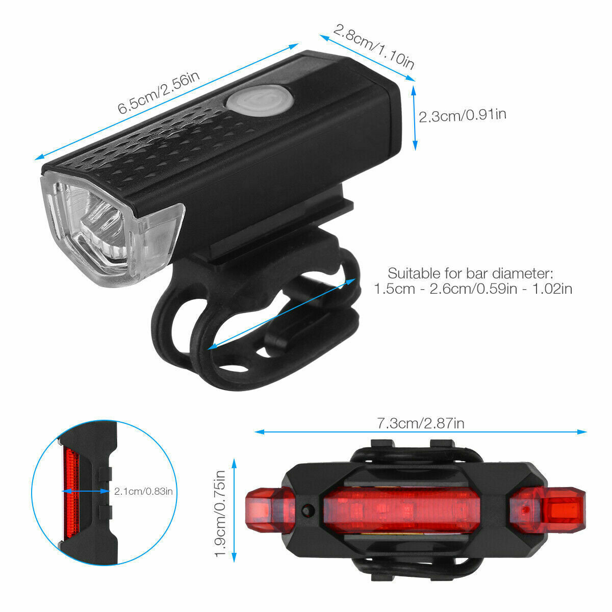 Rechargeable LED Bicycle Headlight Set