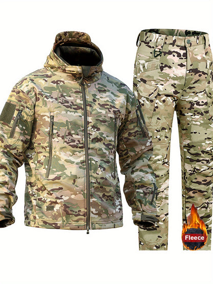 Men's Camo Sharkskin Jacket & Fleece-Lined Pants Set