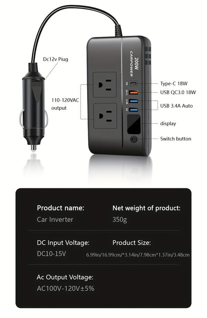 200W High-Power Car Inverter