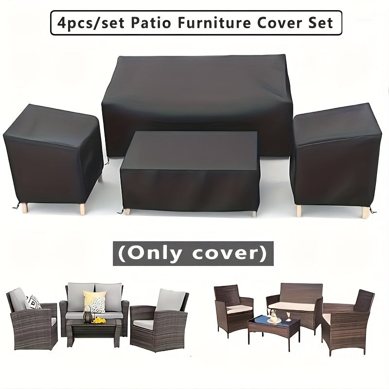 4pc Heavy Duty Waterproof Patio Furniture Cover Set