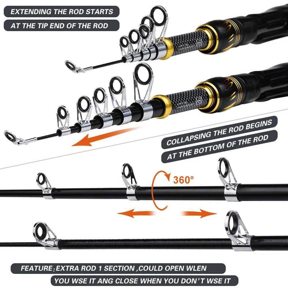 Telescoping Fishing Rod & Reel Combo Kit