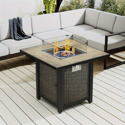 Rattan Fire Table