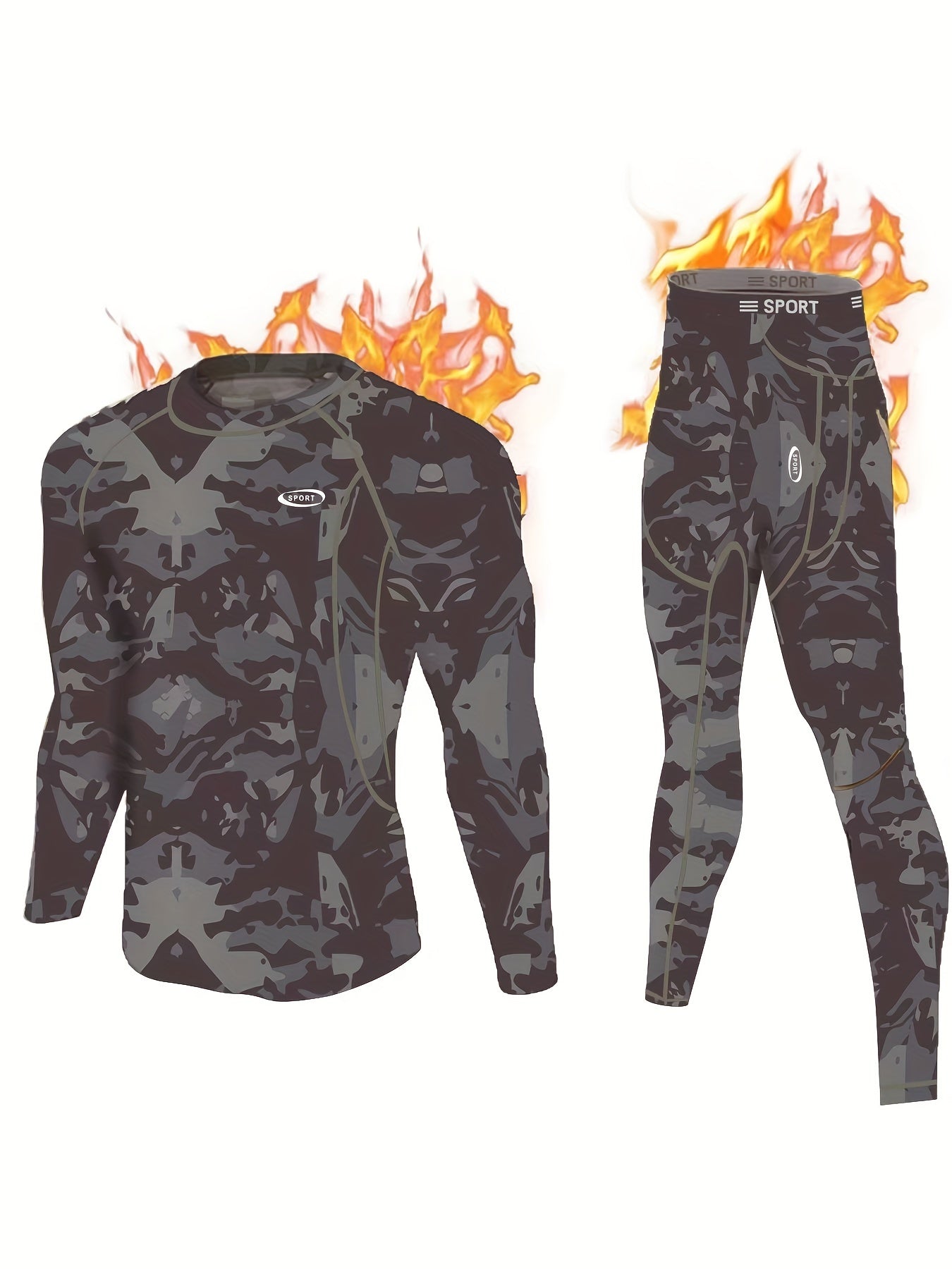 Men's Camo Thermal Fleece-Lined Long Johns