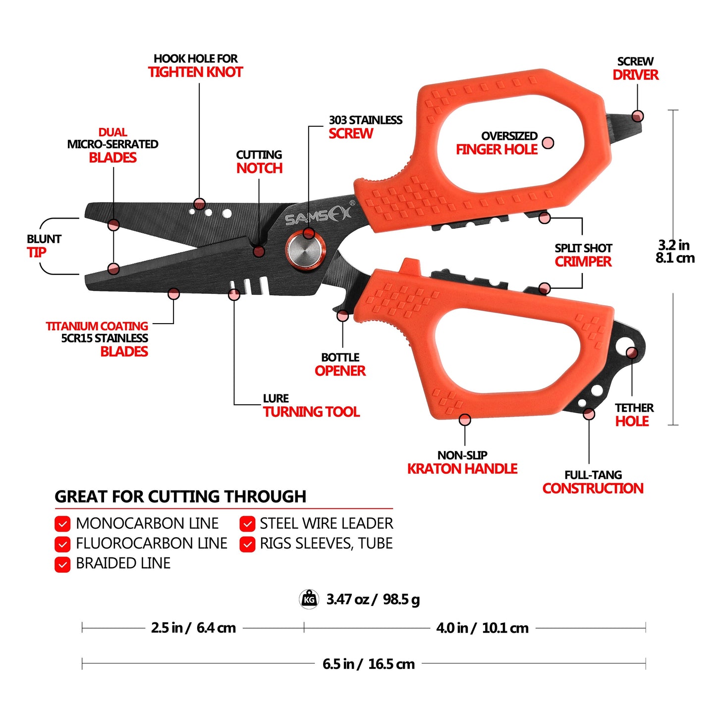 Titanium Coated Multi-Functional Fishing Scissors