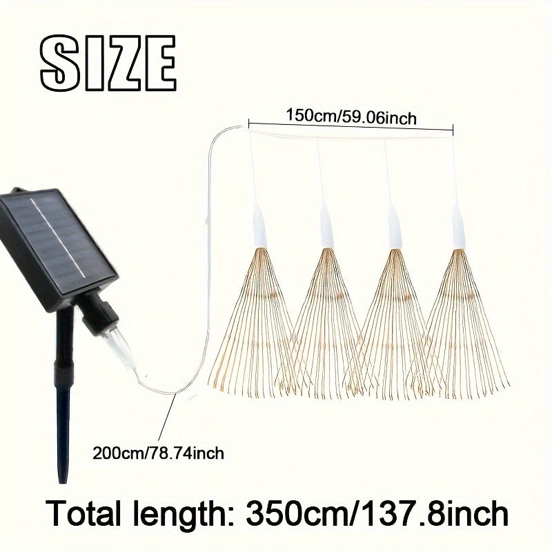 4pcs Solar Powered Fireworks LED String Lights