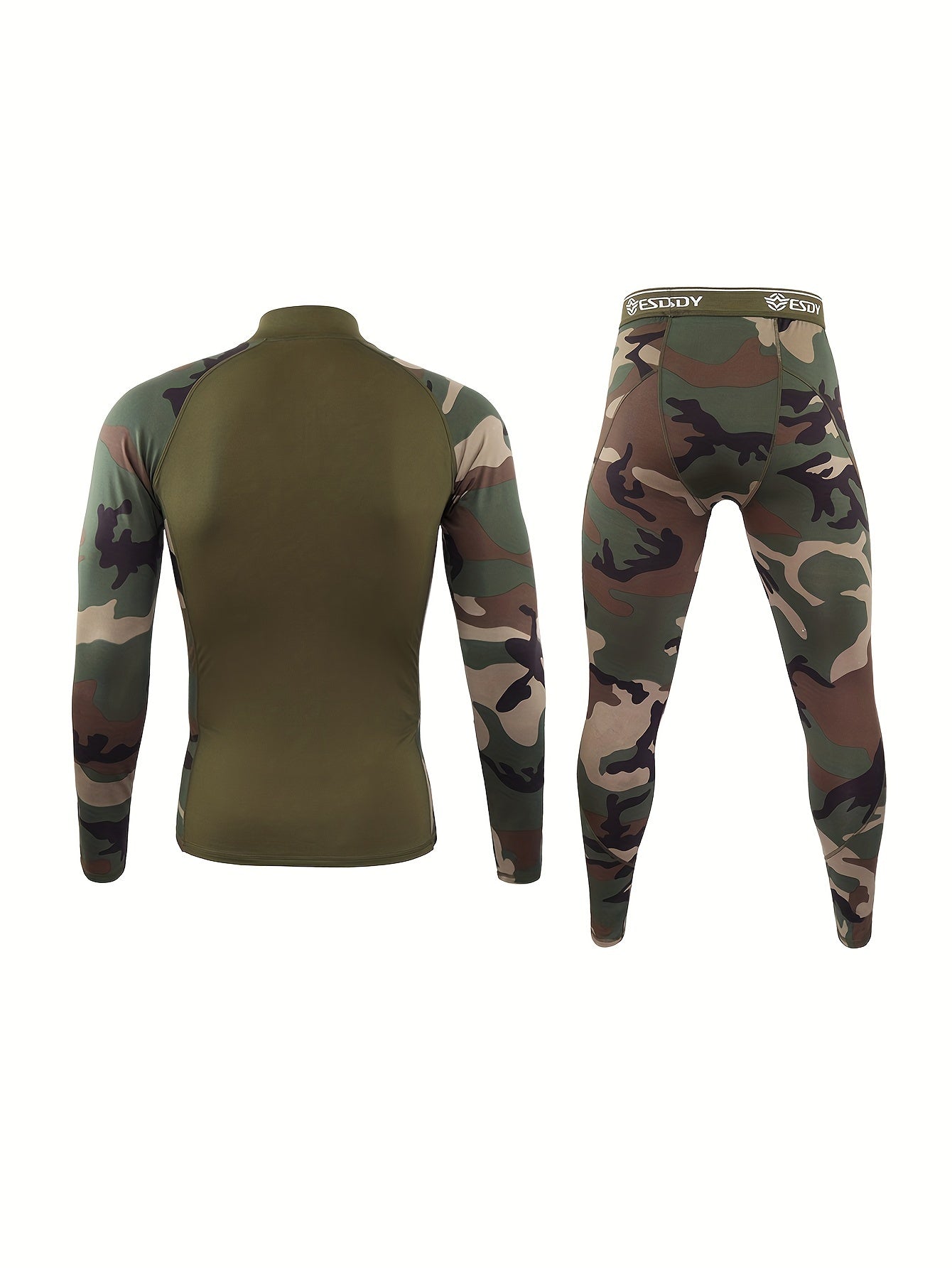 Thermal Camo Print Long Sleeve Shirt and Pants Set