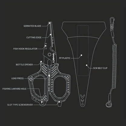 Titanium Coated Multi-Functional Fishing Scissors