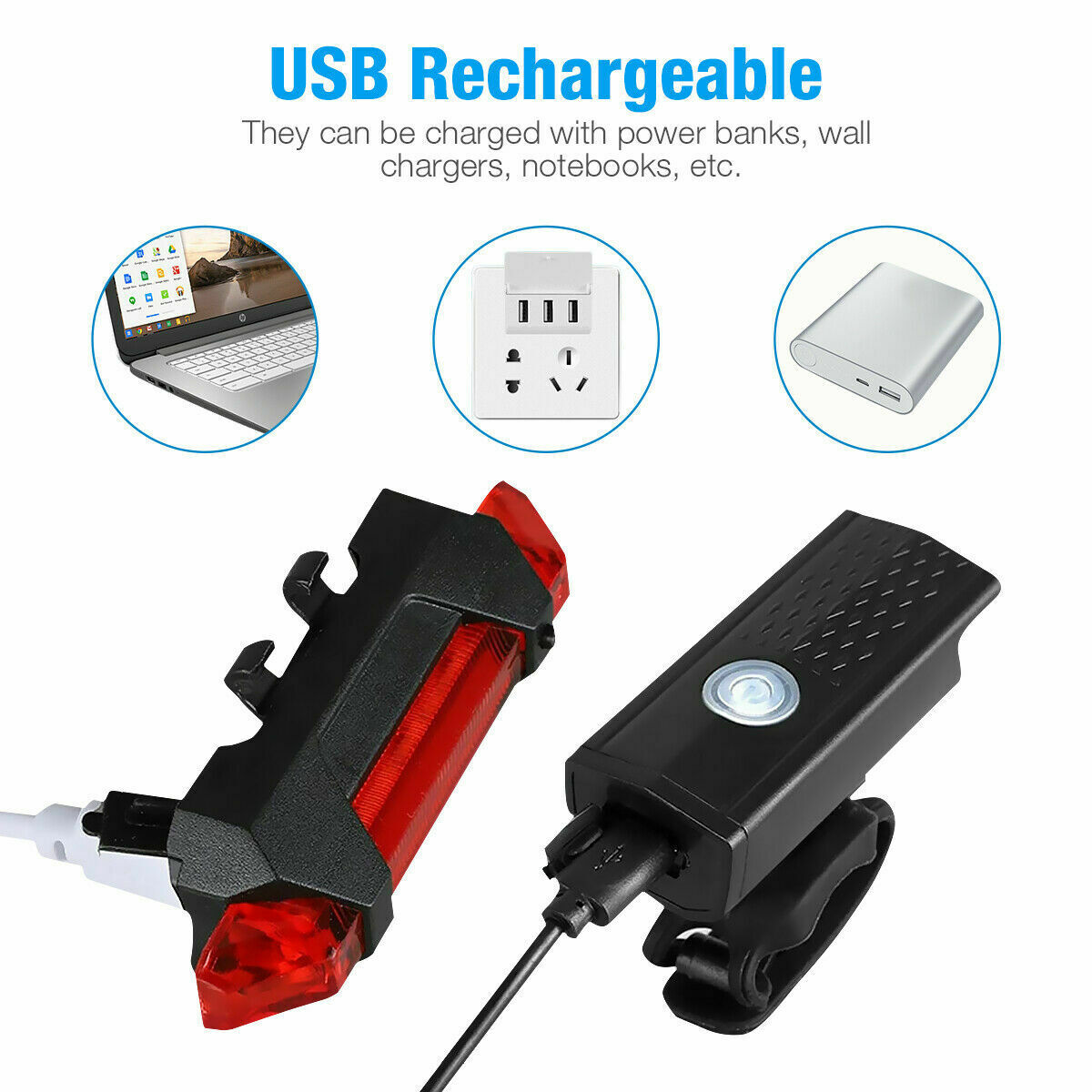 Rechargeable LED Bicycle Headlight Set