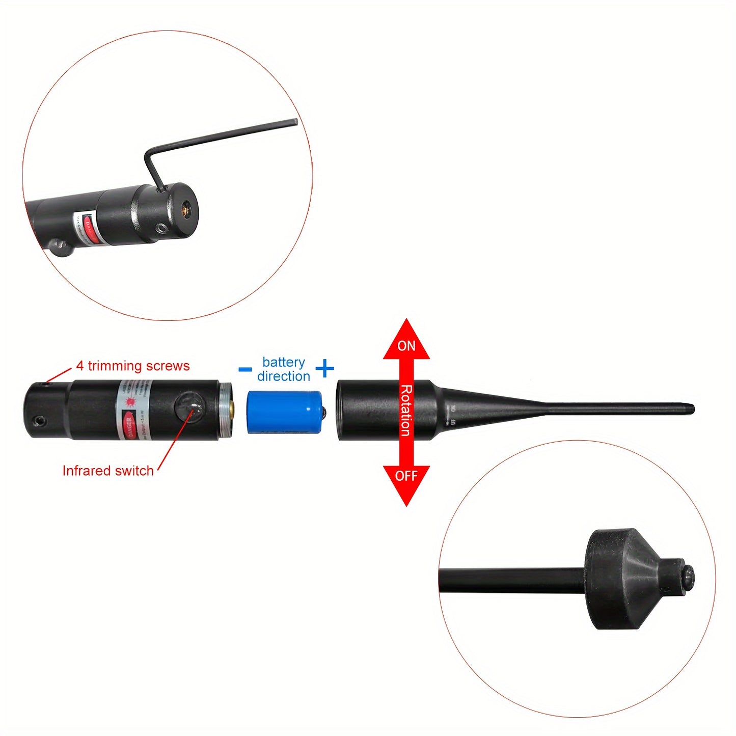 Premium Universal Red Rifle Bore Sight Kit