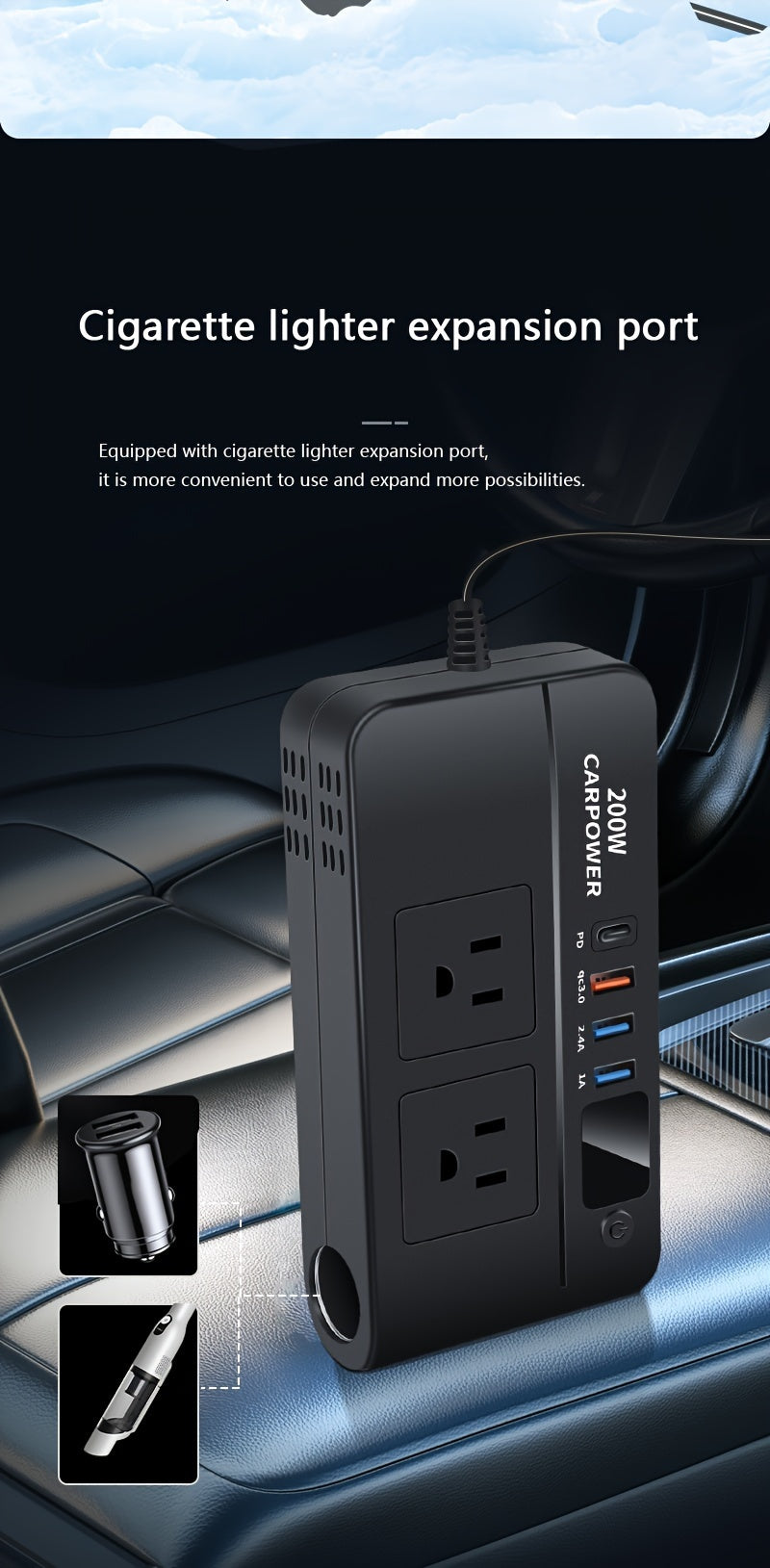 200W High-Power Car Inverter