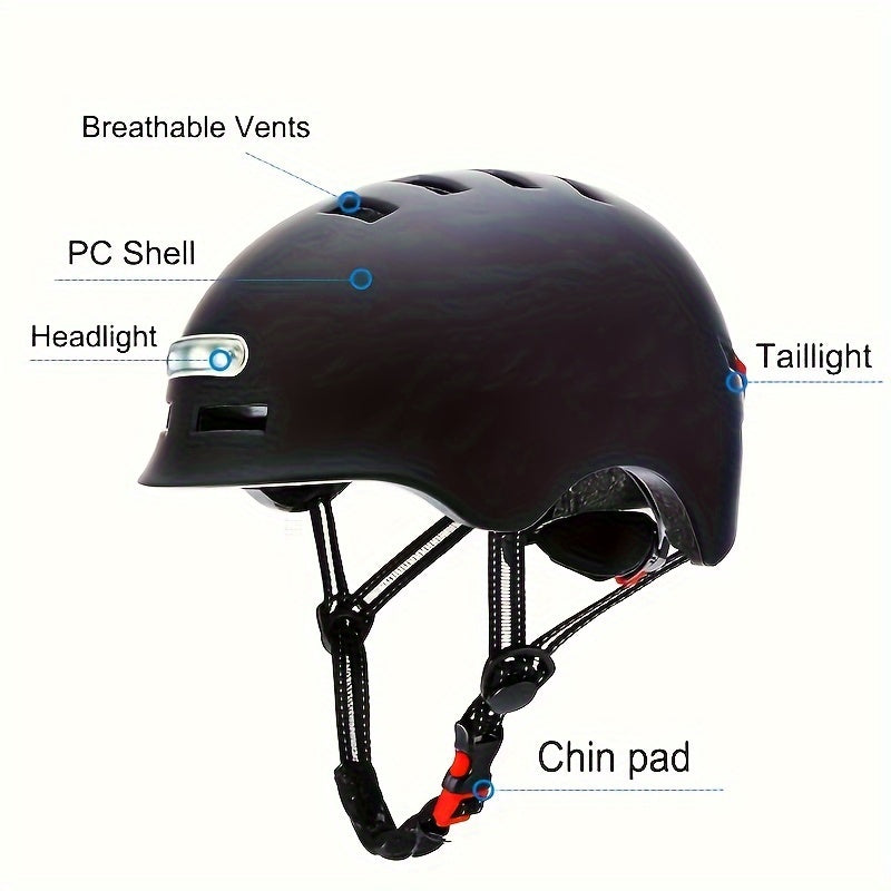 Adult Bike Helmet with Rechargeable LED Lights