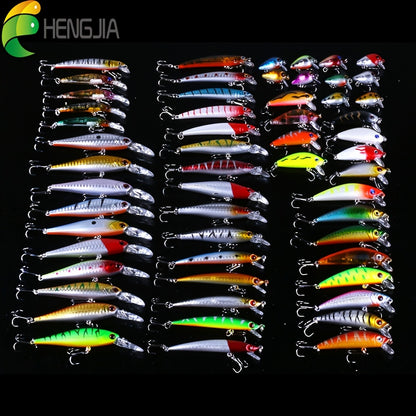 56pcs Deluxe Minnow Fishing Lures Kit