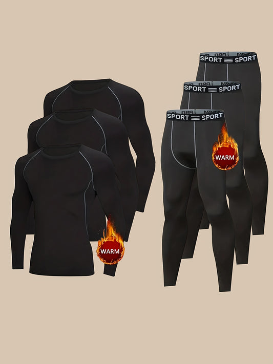 3pcs Men's Thermal Fleece-Lined Base Layer Set