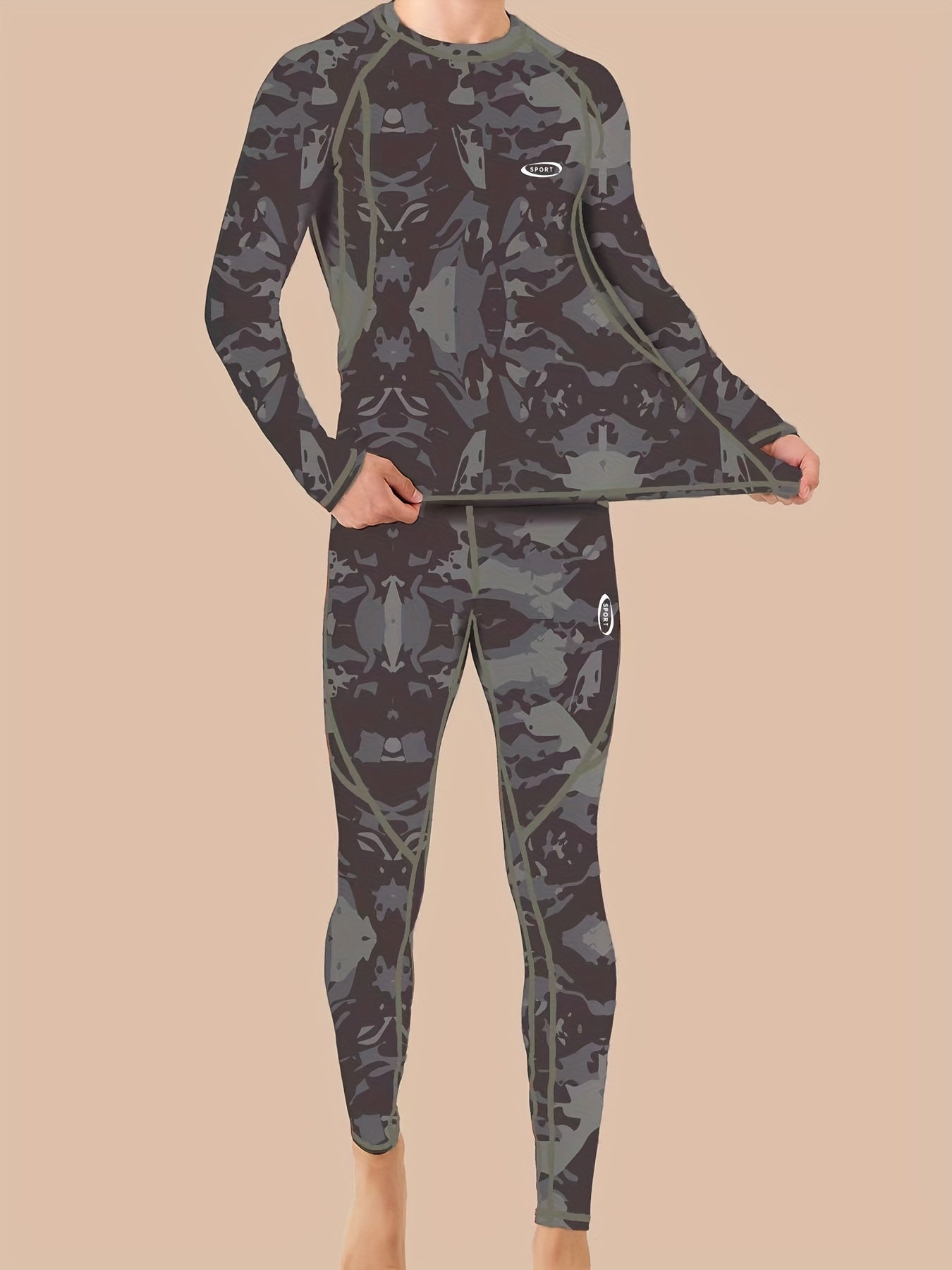 Men's Camo Thermal Fleece-Lined Long Johns