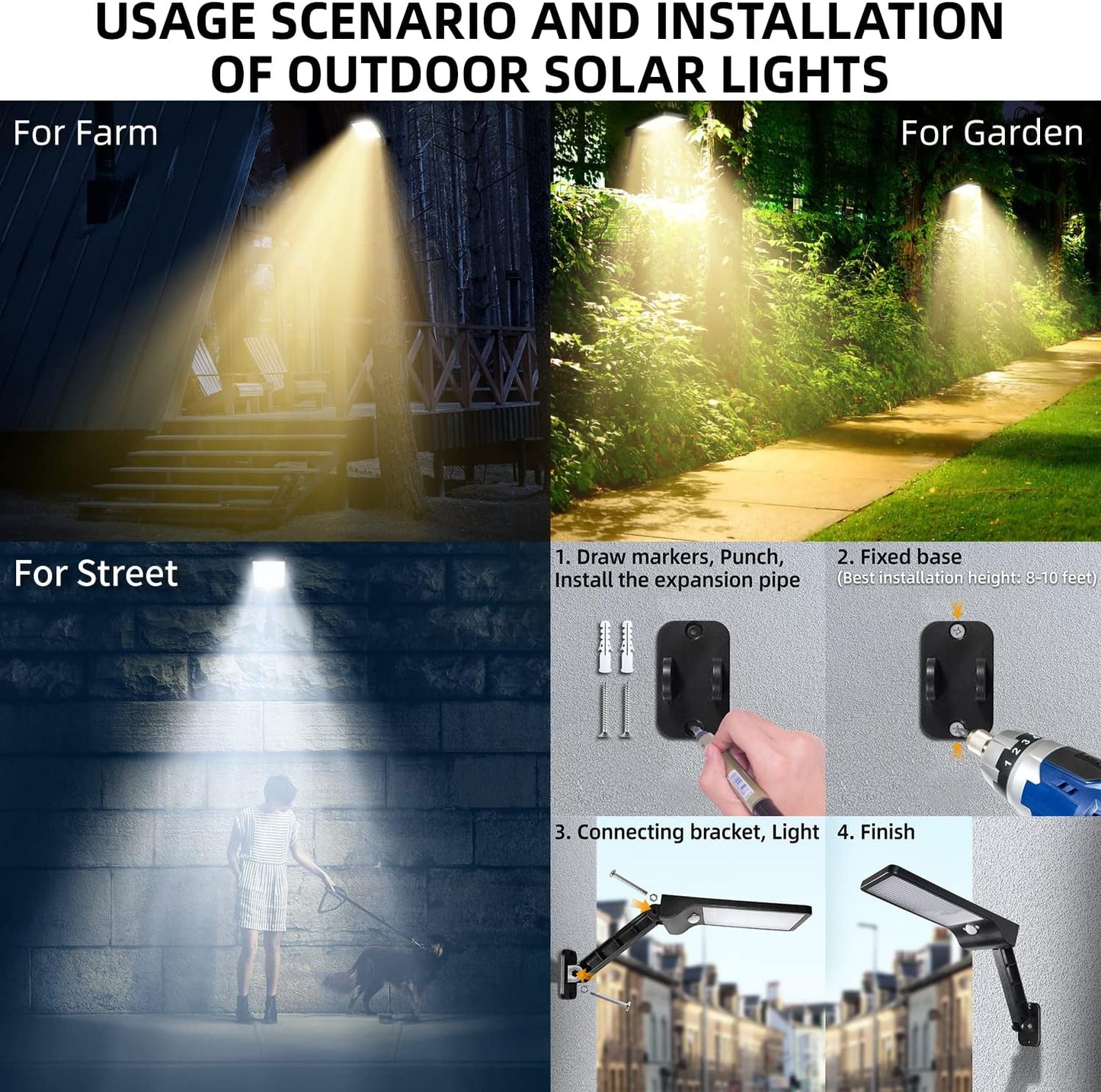 2 Pack Outdoor Solar Flood Lights