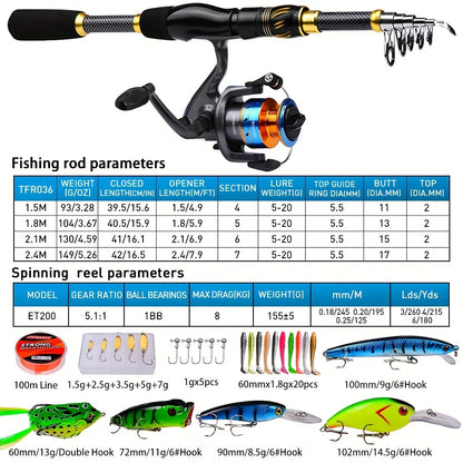 Telescoping Fishing Rod & Reel Combo Kit