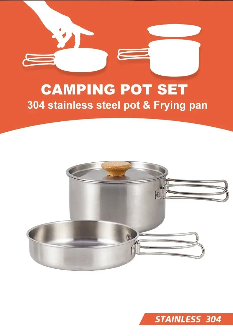 Stainless Steel Camping Pot Set