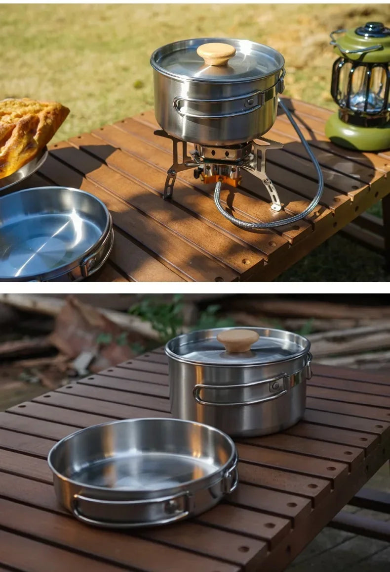 Stainless Steel Camping Pot Set