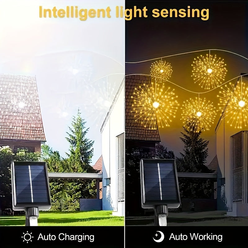 4pcs Solar Powered Fireworks LED String Lights