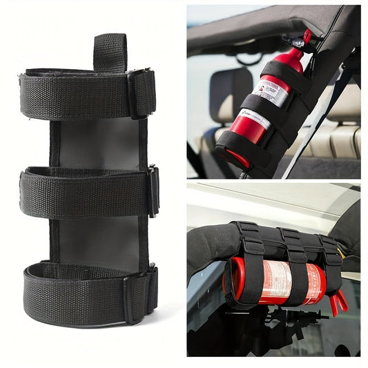 1pc Adjustable Roll Bar Fire Extinguisher Mount Holder Fixing Belt 3 Lb For Jeep Wrangler Unlimited CJ YJ LJ TJ JK JKU JL JLU 4XE