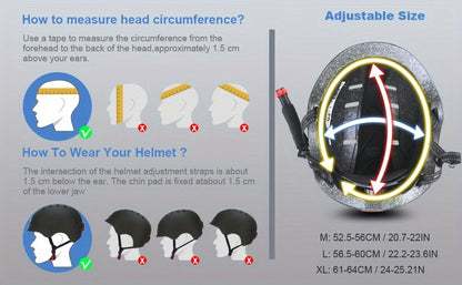 Adult Bike Helmet with Rechargeable LED Lights