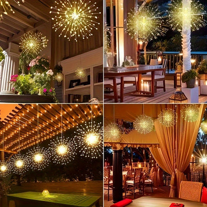 4pcs Solar Powered Fireworks LED String Lights