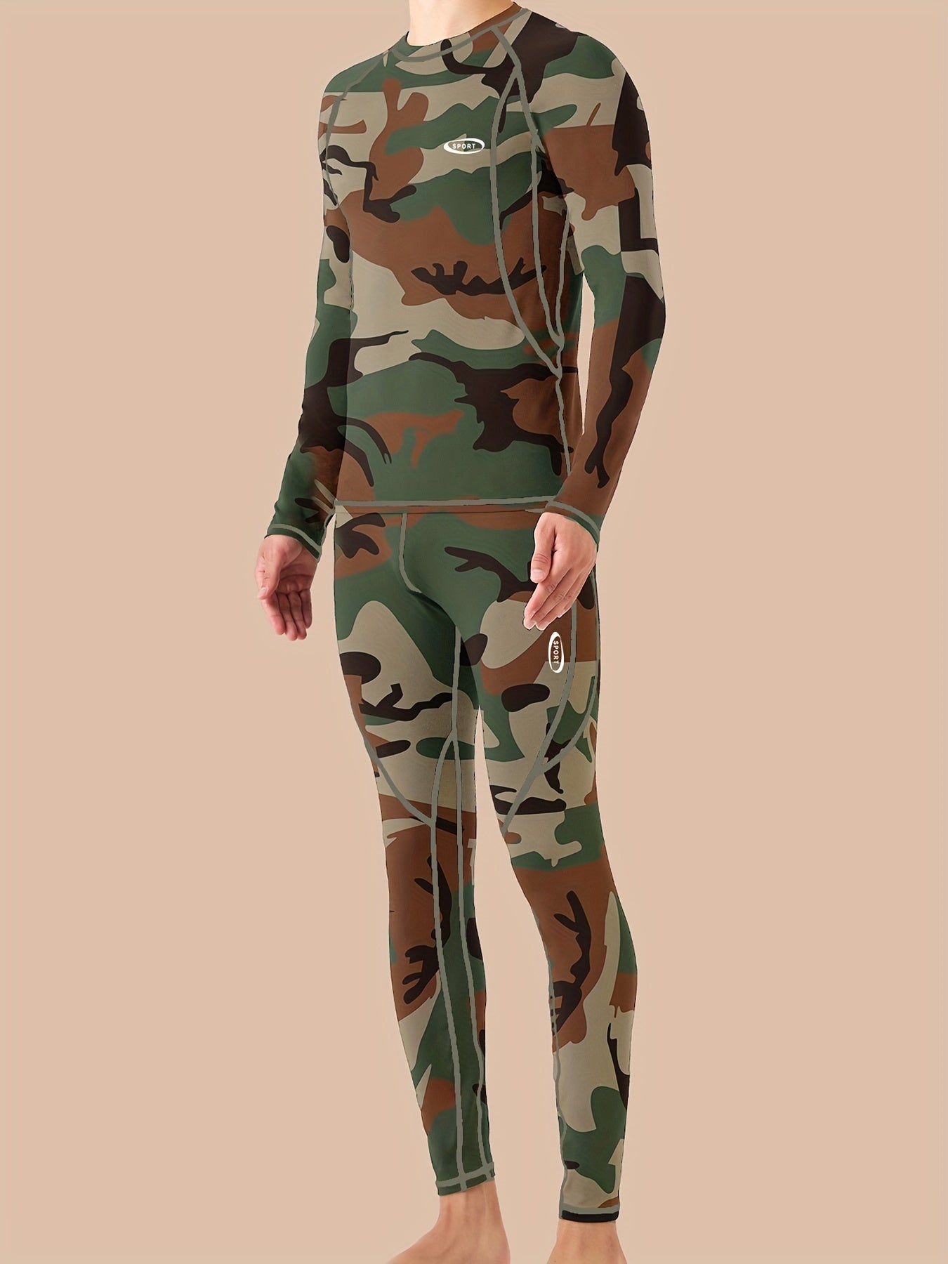 Men's Camo Thermal Fleece-Lined Long Johns