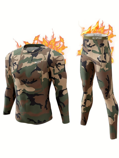 Men's Camo Thermal Fleece-Lined Long Johns