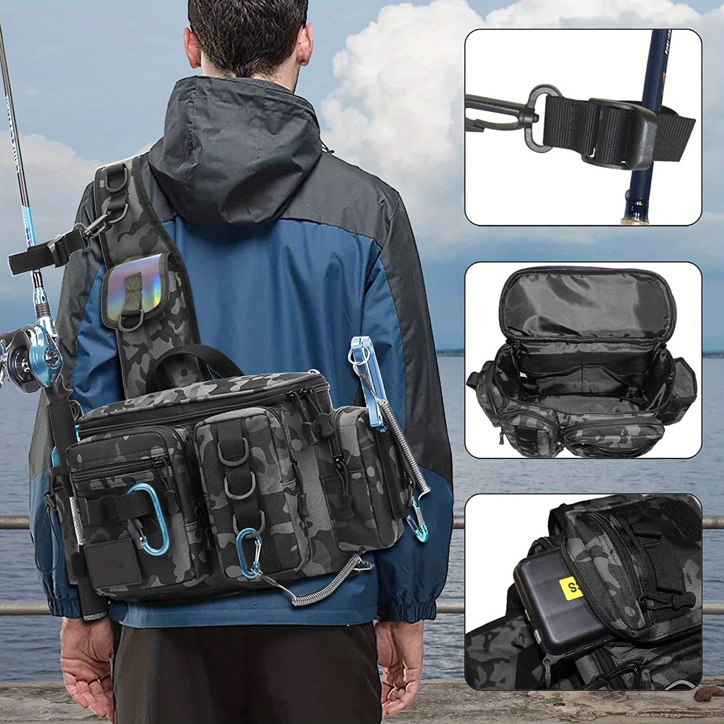 Premium Fishing Tackle Sling Backpack