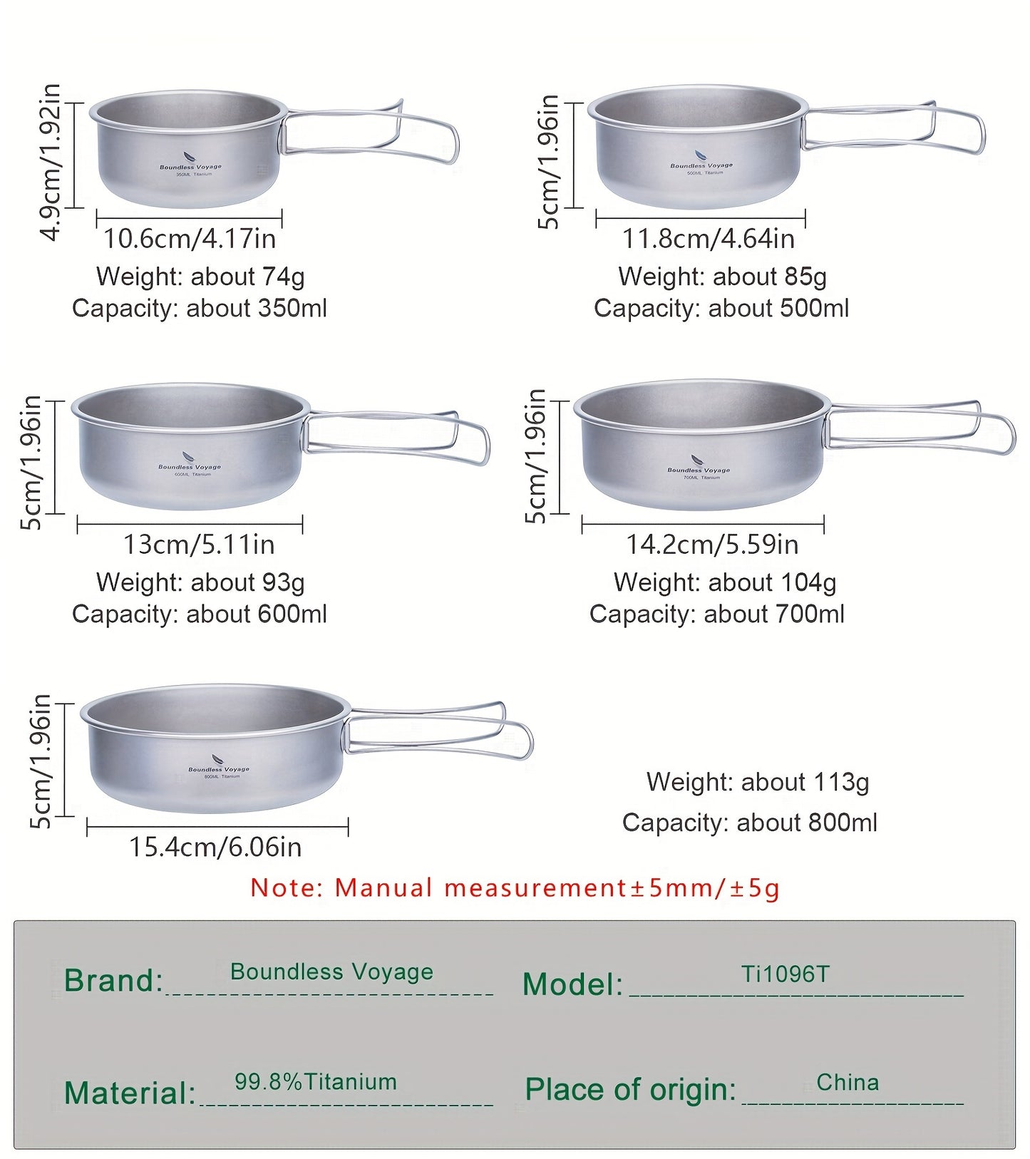 Titanium Bowl And Pot Set