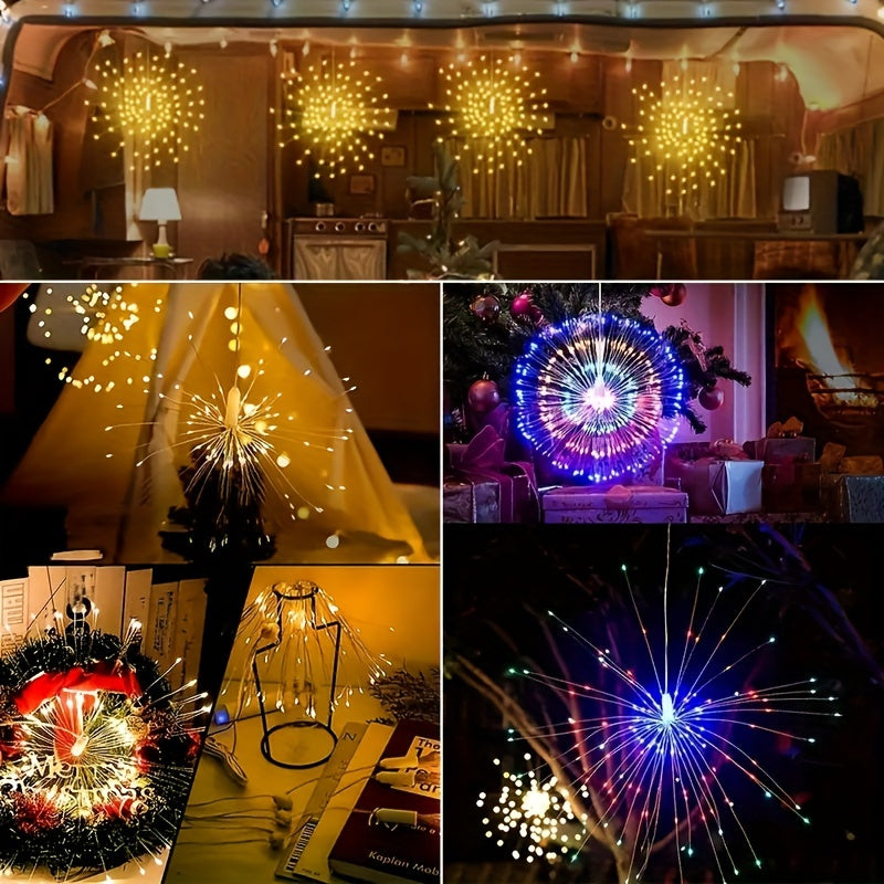 4pcs Solar Powered Fireworks LED String Lights